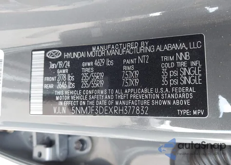 2024 Hyundai Tucson Sel from USA, damaged, VIN 5NMJF3DEXRH377832
